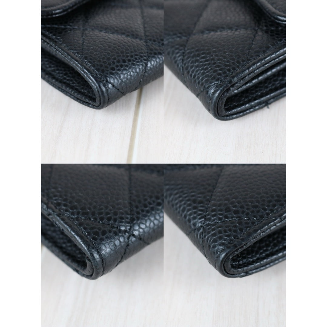 Very Good ( Rank A) ｜Chanel Caviar Skin Black  Wallet Made In 2018Year ｜S25063002