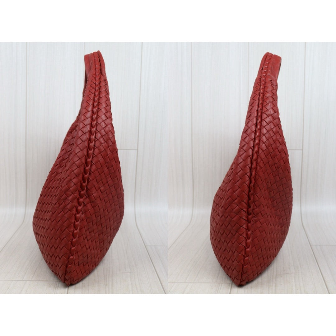 Good ( Rank AB)｜ Bottega Veneta Lamb Skin Braid Shoulder Bag Red｜V25060510