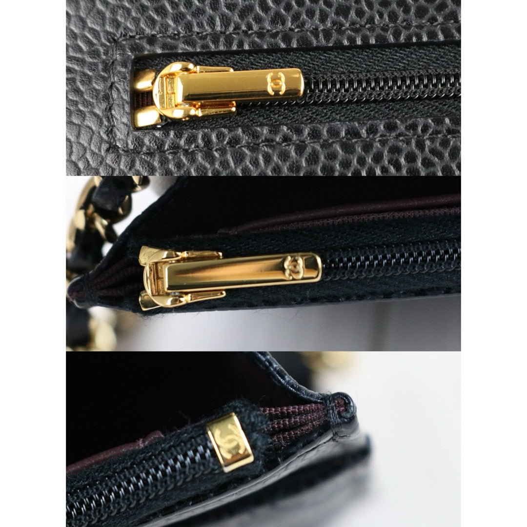 Include Entrupy Certificate of Authenticity｜Very Good ( Rank A) ｜Full Set CHANEL Matrasse Chain Caviar Skin WOC19 Shoulder Bag Black Made In 2020Year ｜S26031903