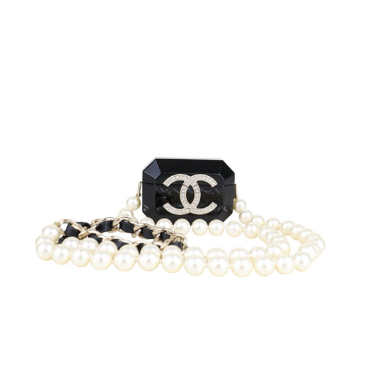 Very Good ( Rank A)｜ CHANEL Rhinestone Coco Mark Pearl Chain AirPods Pro Bag Made in 2021 year｜S25112001