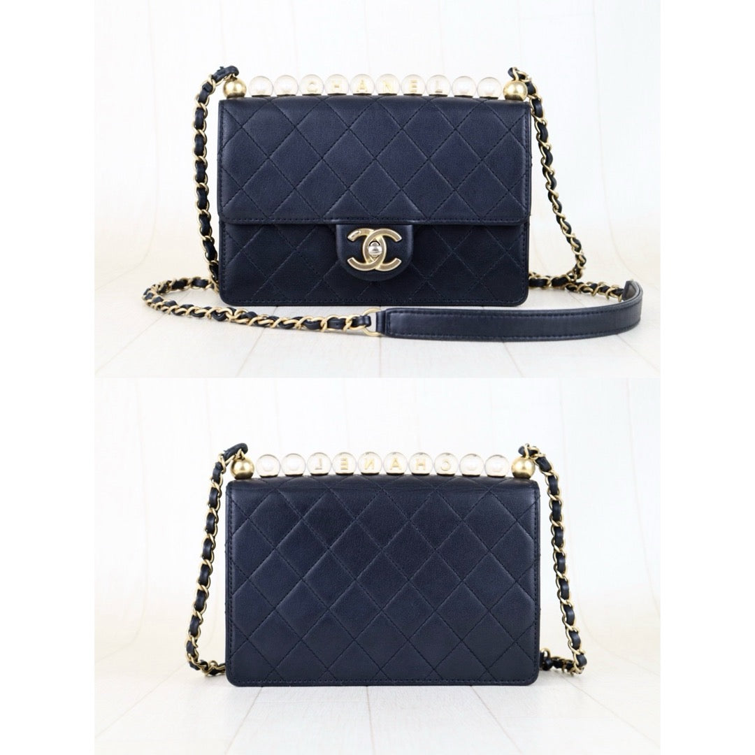 Good ( Rank AB)｜ CHANEL Lamb Skin Matrasse Pearl Chain CF Shoulder Bag Made in 2020-2021 Year｜H25111701