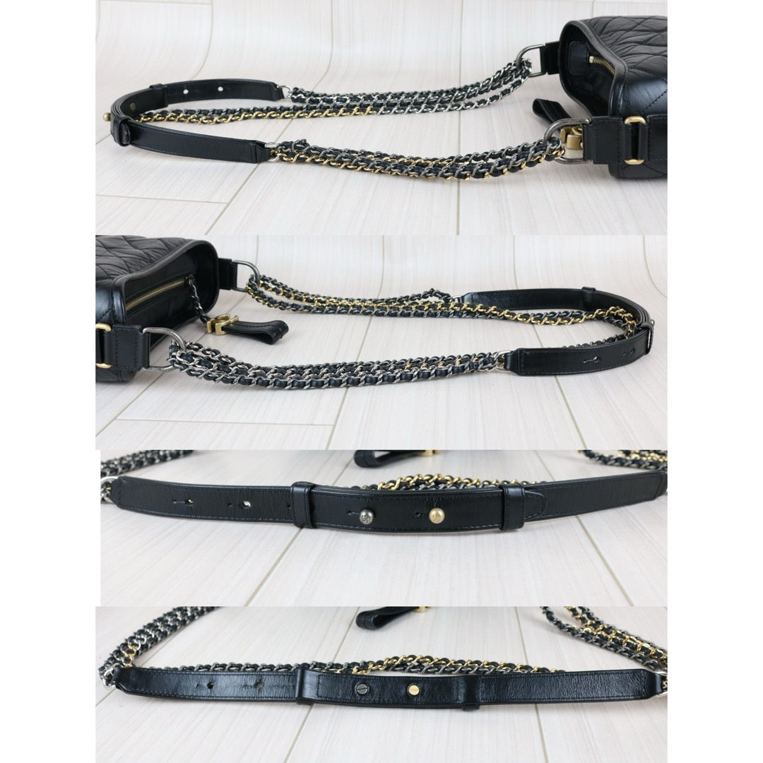 Include Entrupy Certificate of Authenticity｜Very Good ( Rank A) ｜CHANEL PM Gabrielle Calf Leather Shoulder Bag Black Made In 2018Year｜S26050704