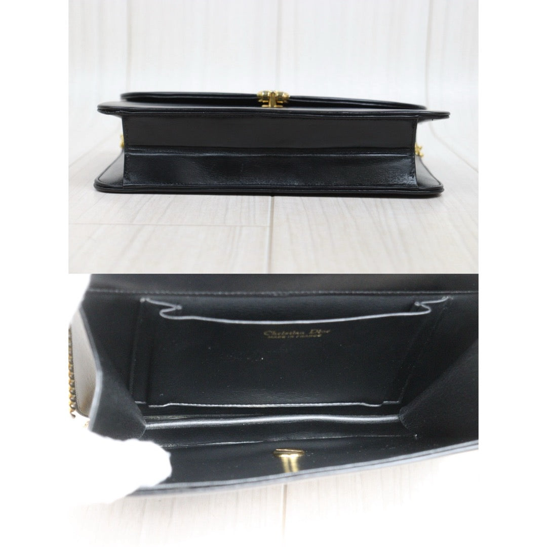 Very Good ( Rank A)｜Dior Vintage Calf Leather Chain Shoulder Bag Black ｜26020613