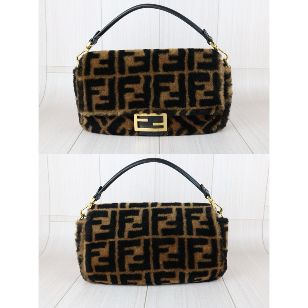 Very Good ( Rank A)｜ FENDI Zucca Mamma Baguette Sheep Skin Brown Shoulder Bag｜S25110320