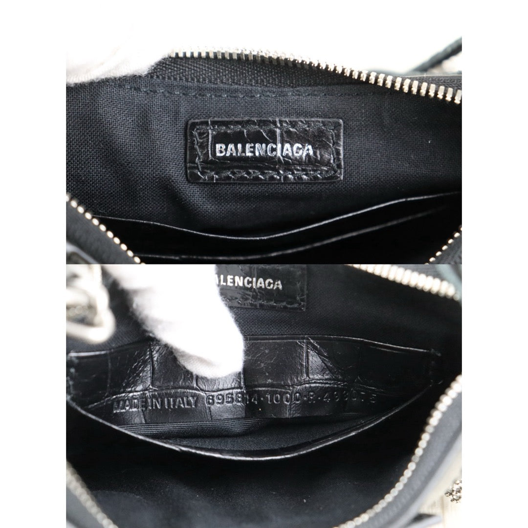 Include Entrupy Certificate of Authenticity｜Very Good ( Rank A)｜Balenciaga Calf Leather  Le Cagole Mini Black Shoulder Bag ｜S26051304