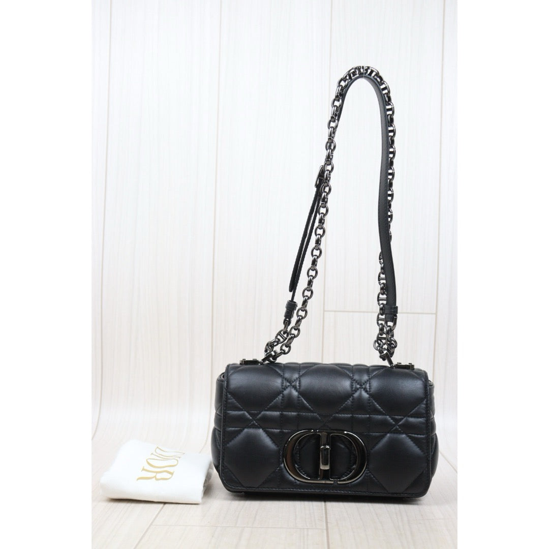 Very Good ( Rank A) ｜Dior Caro Matelasse Chain Calf Leather Shoulder Bag PM So Black  ｜S25071010