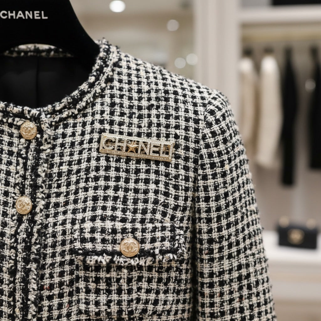 Include Authentic Detective Certificate of Authenticity｜Very Good ( Rank A)｜ CHANEL A17C Logo Rhinestone Brooch Made In 2017Year ｜S26050706