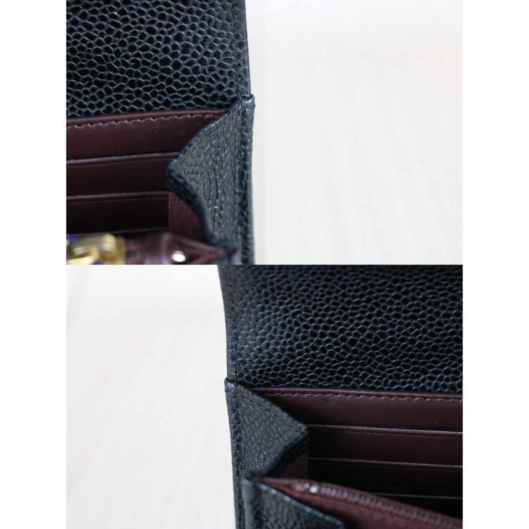 Very Good ( Rank A)｜Full Set CHANEL Caviar Skin Black Long Wallet Made In 2015-2016Year｜X25120702