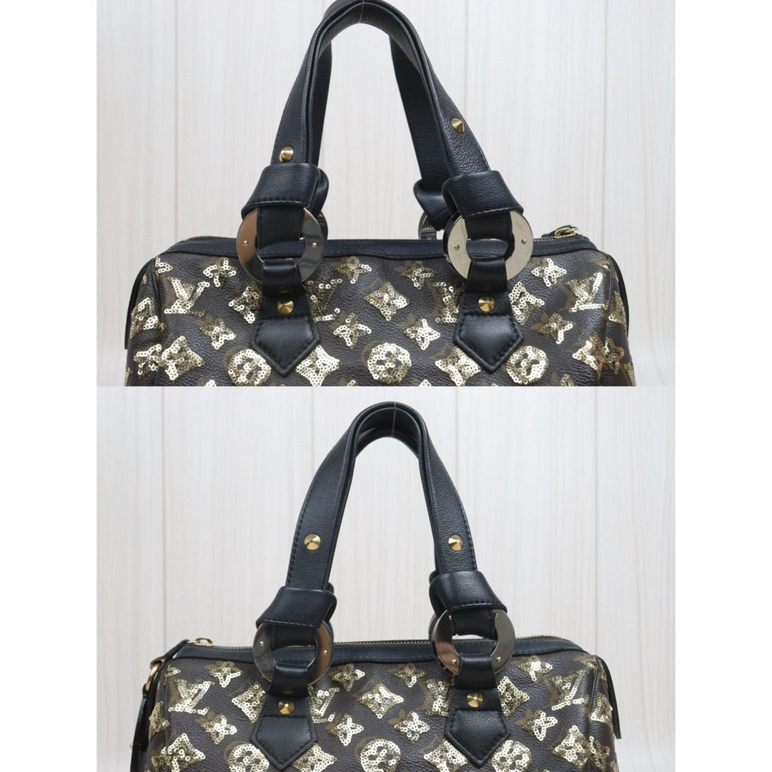 Include Entrupy Certificate of Authenticity｜Good ( Rank AB) ｜ Louis Vuitton Monogram Sequin Mixed leather Speedy 30 Hand Bag ｜S26080618