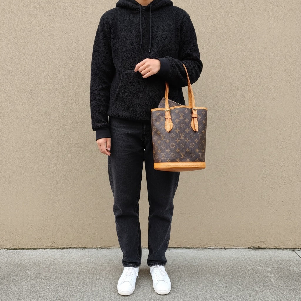 Include Entrupy Certificate of Authenticity｜Good ( Rank AB)｜ Louis Vuitton Monogram  Petit Bucket PM Tote Bag  ｜26042304