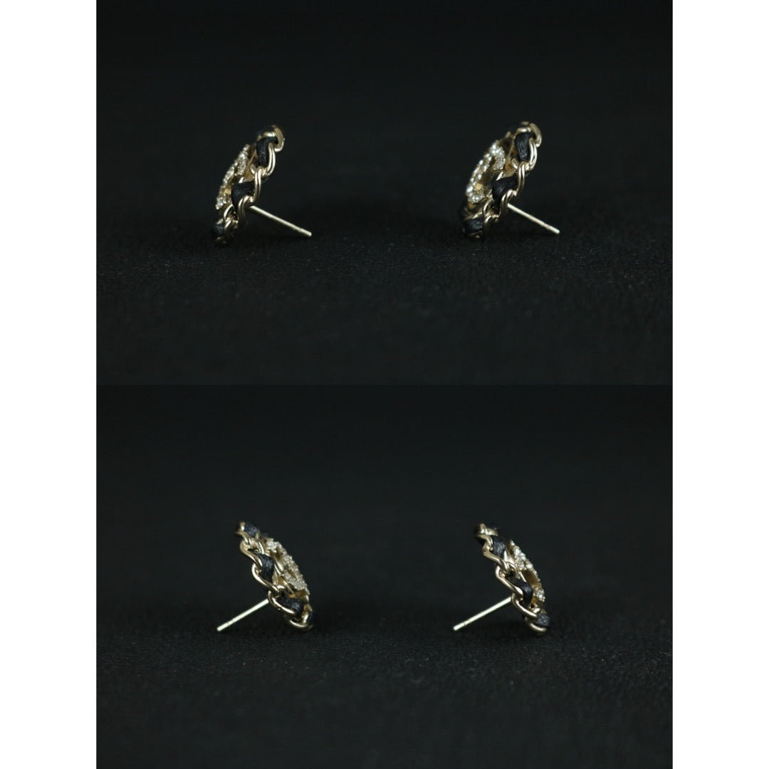 Excellent（Rank SA）｜ CHANEL B22S Coco Mark Matrasse Chain Rhinestone Earrings Made In 2022Year｜S25121108