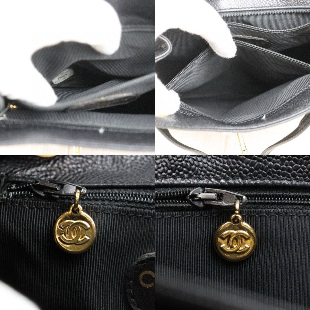 Good ( Rank AB)｜CHANEL  Caviar Skin Leather Calf Leather Backpack  Black Made in 1996-1997Year｜P25041405