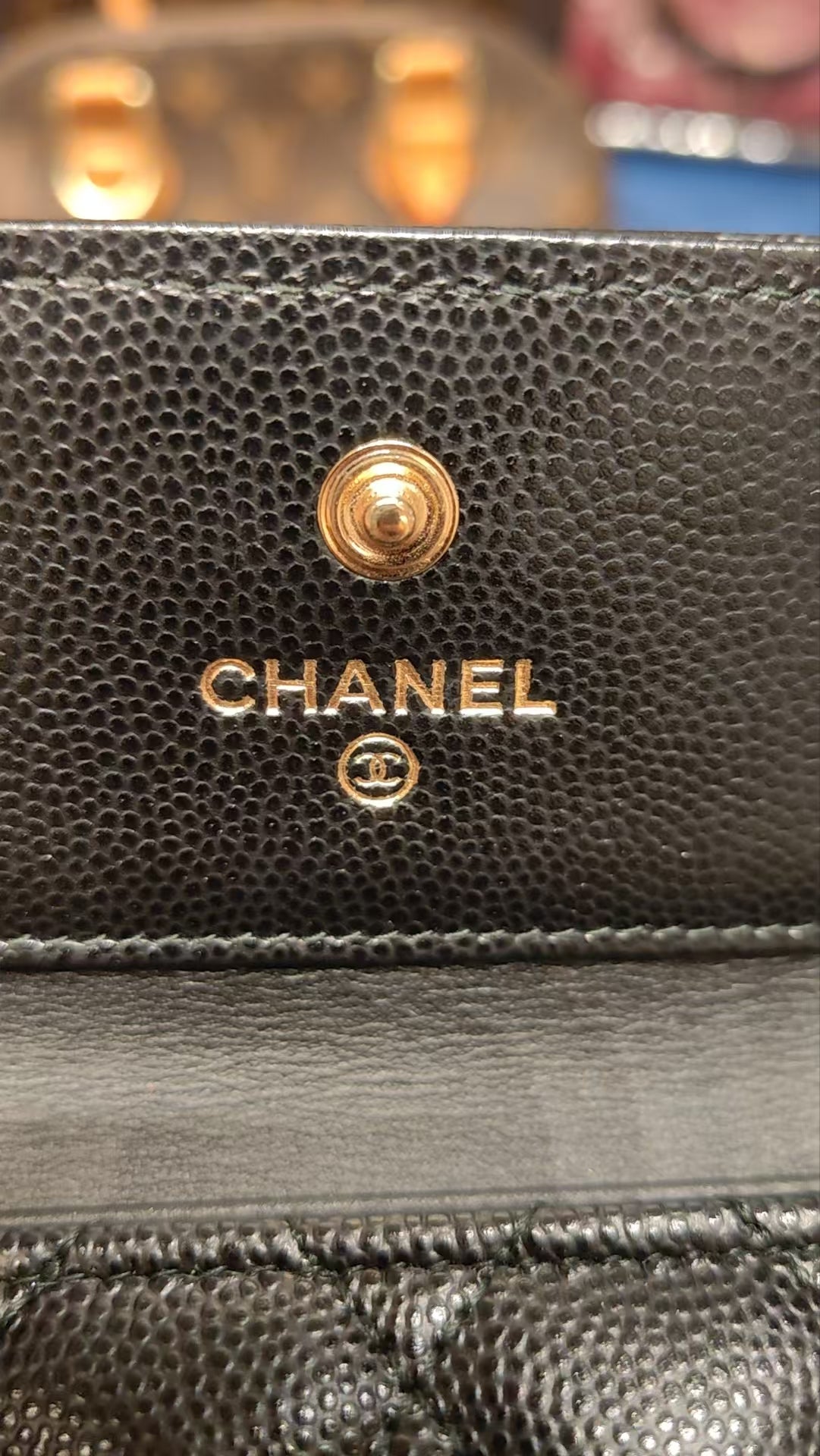 CHANEL Leboy Caviar Skin Black Wallet