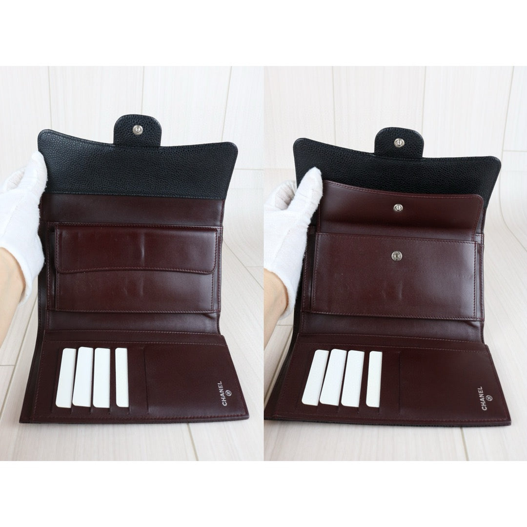 Very Good ( Rank A) ｜CHANEL Caviar Skin Black Long Wallet Made In 2014 Year｜S25040706