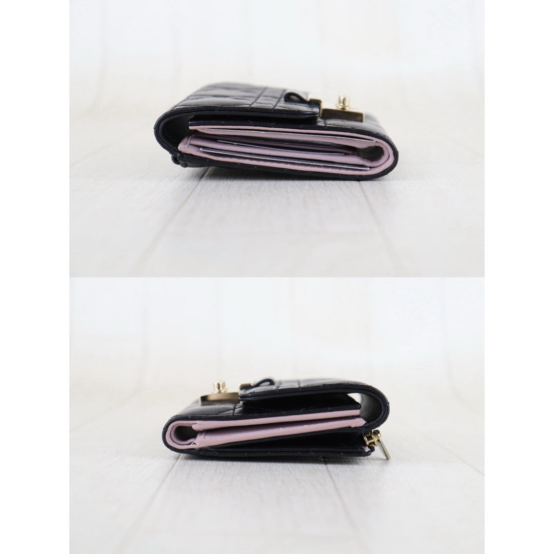 Excellent（Rank SA）｜ Dior Lady Dior Lamb Skin Black Wallet｜S26022618