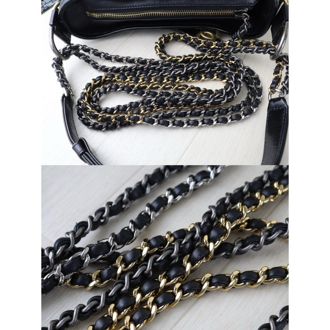 Include Entrupy Certificate of Authenticity｜Good ( Rank AB) ｜CHANEL PM Gabrielle Calf Leather Shoulder Bag Black Made In 2018Year｜S26073113