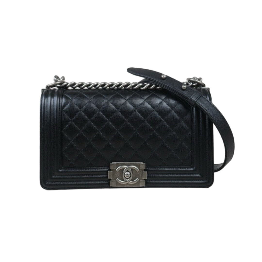 Excellent（Rank SA）｜CHANEL Caviar Skin  LeBoy Chain Shoulder Bag Medium Black  Made In 2019-2020Year｜S24071436