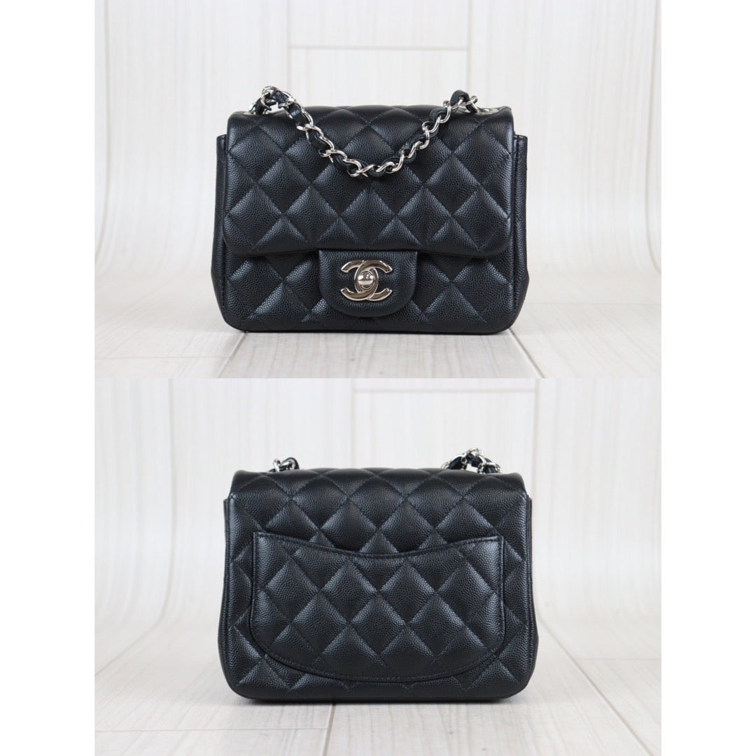 Rank SA ｜ Full Set CHANEL Caviar Skin Square 17 Shoulder Bag Black Made In 2018 Year｜23101007