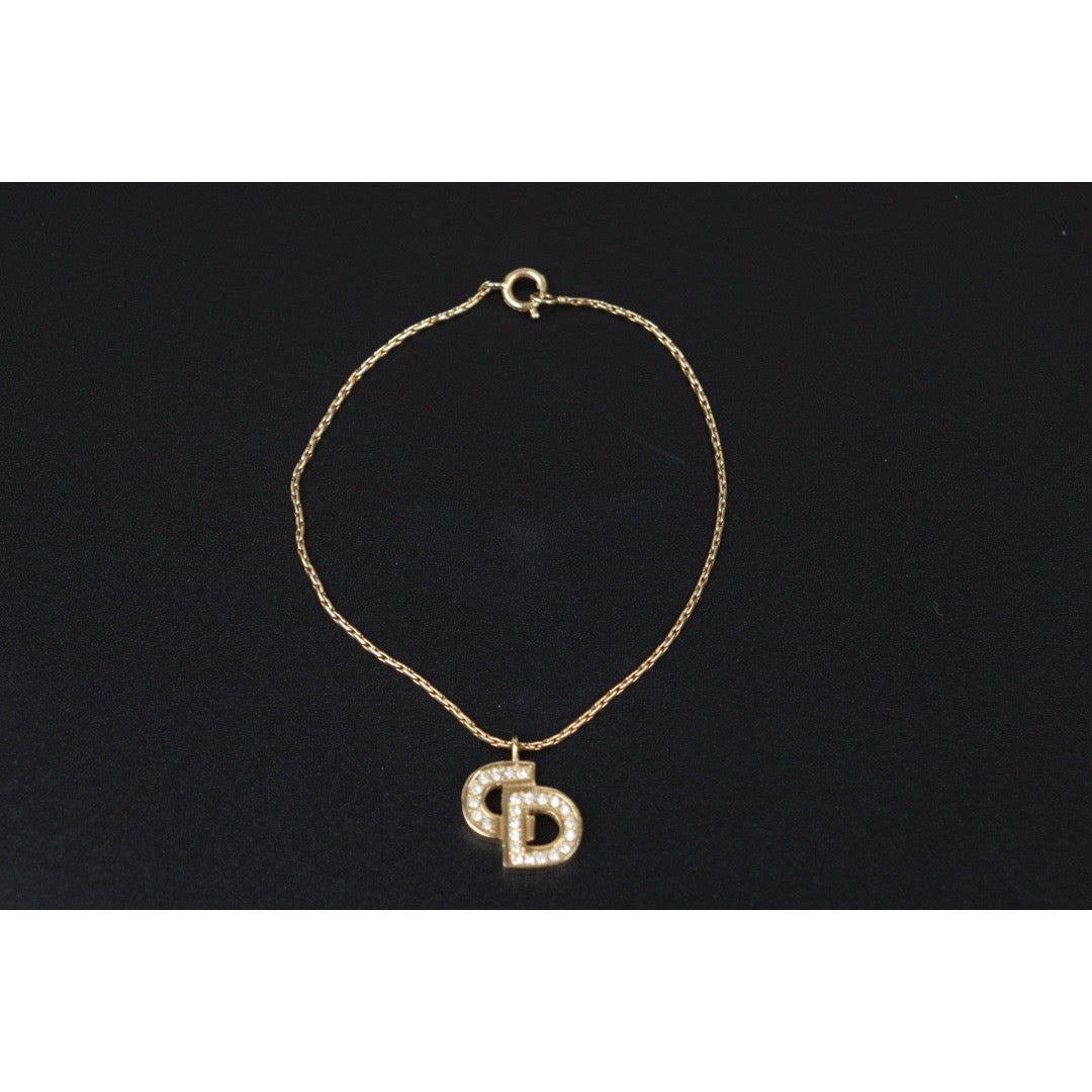 Rank A ｜ Dior CD Rhinestone Necklace Bracelet Set ｜24042517