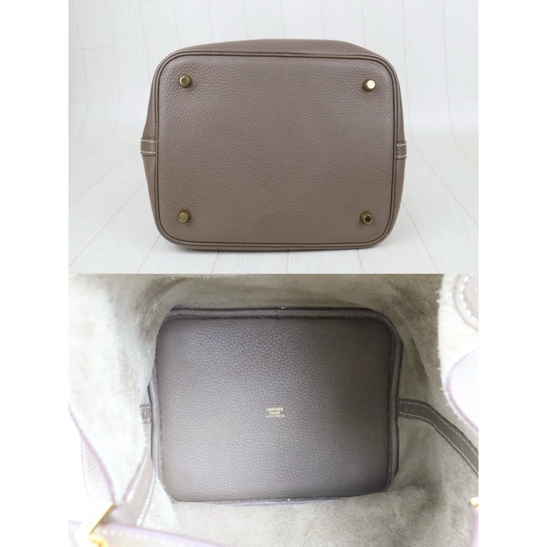 Good ( Rank AB)｜ Hermes Picotin Lock 22 TC Leather HandBag Etoupe Gray Z Stamp Made In 2021 Year｜H25081803