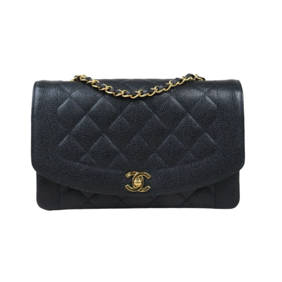 Very Good ( Rank A)｜ CHANEL Matrasse Diana 25 Caviar Skin  Chain Bag Made in 1994-1996 Year｜P24073004