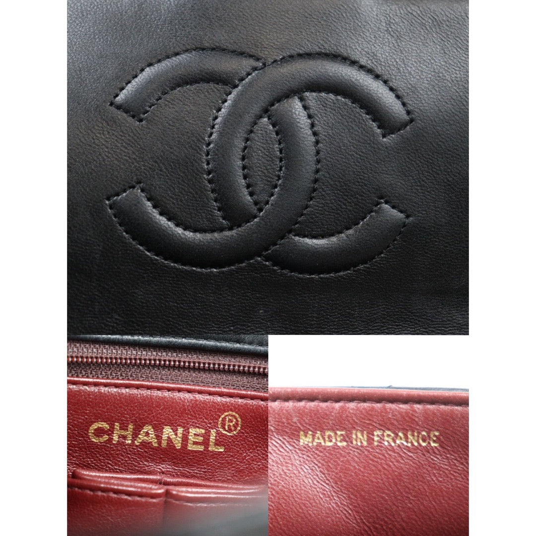 Rank AB｜ CHANEL Black Lanbskin Square 20 Shoulder Bag Made In 1989～1991Year ｜24070423