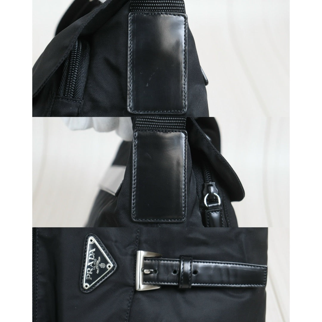 Include Entrupy Certificate of Authenticity｜Very Good ( Rank A) ｜Prada  Vela Nylon Black Shoulder Bag｜26091803
