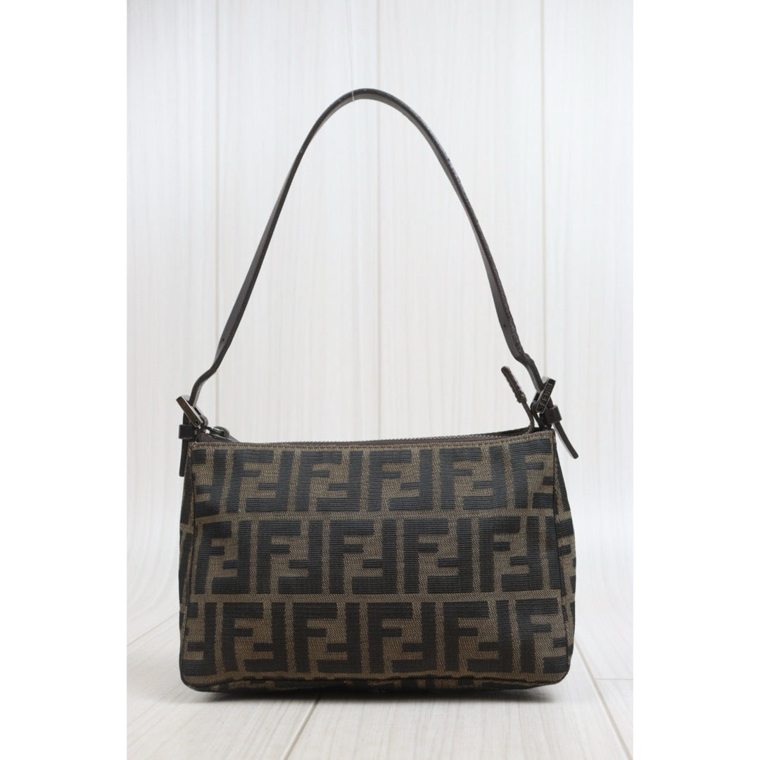 Include Entrupy Certificate of Authenticity｜Good ( Rank AB)｜ FENDI Zucca Mamma Gunmetal Hardware Shoulder Bag｜26091805