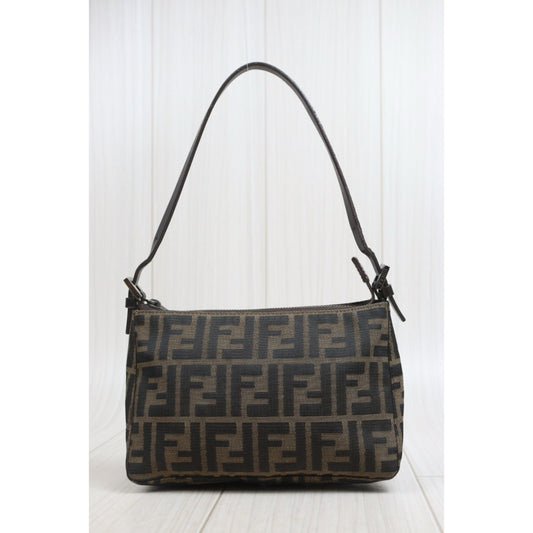 Include Entrupy Certificate of Authenticity｜Good ( Rank AB)｜ FENDI Zucca Mamma Gunmetal Hardware Shoulder Bag｜26091805