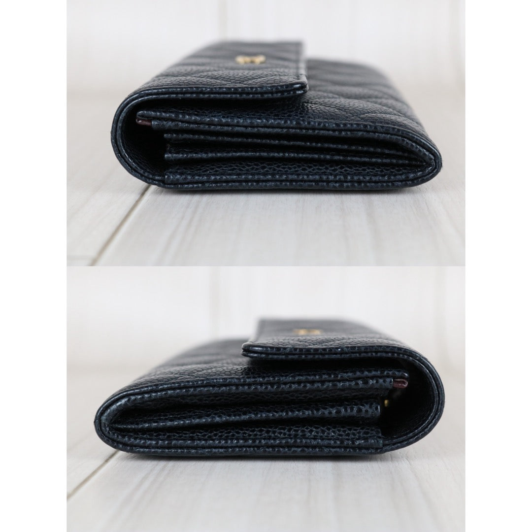 Very Good ( Rank A)｜Full Set CHANEL Caviar Skin Black Long Wallet Made In 2015-2016Year｜X25120702