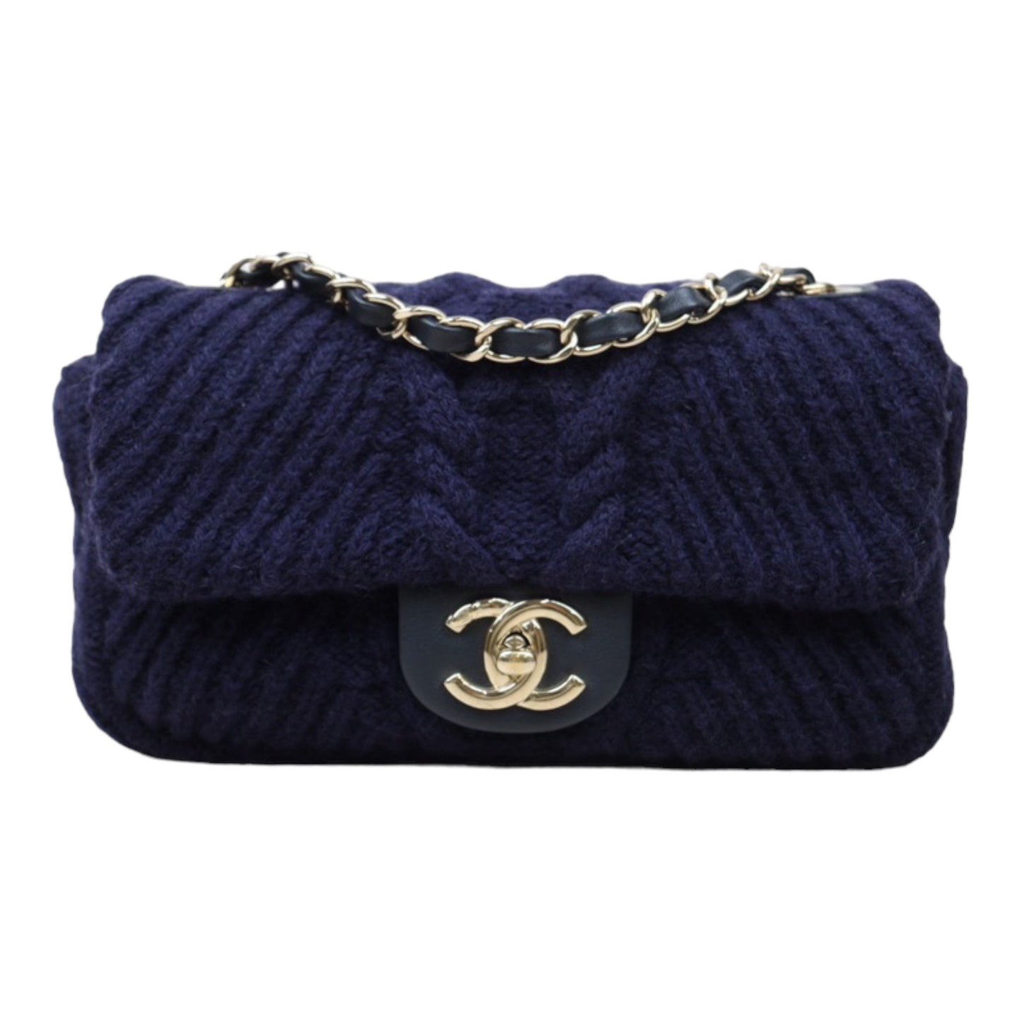 Rank A ｜ CHANEL Wool Knitting Mini Flap 20 Shoulder Bag  Made In 2018-2019Year｜Y24051712