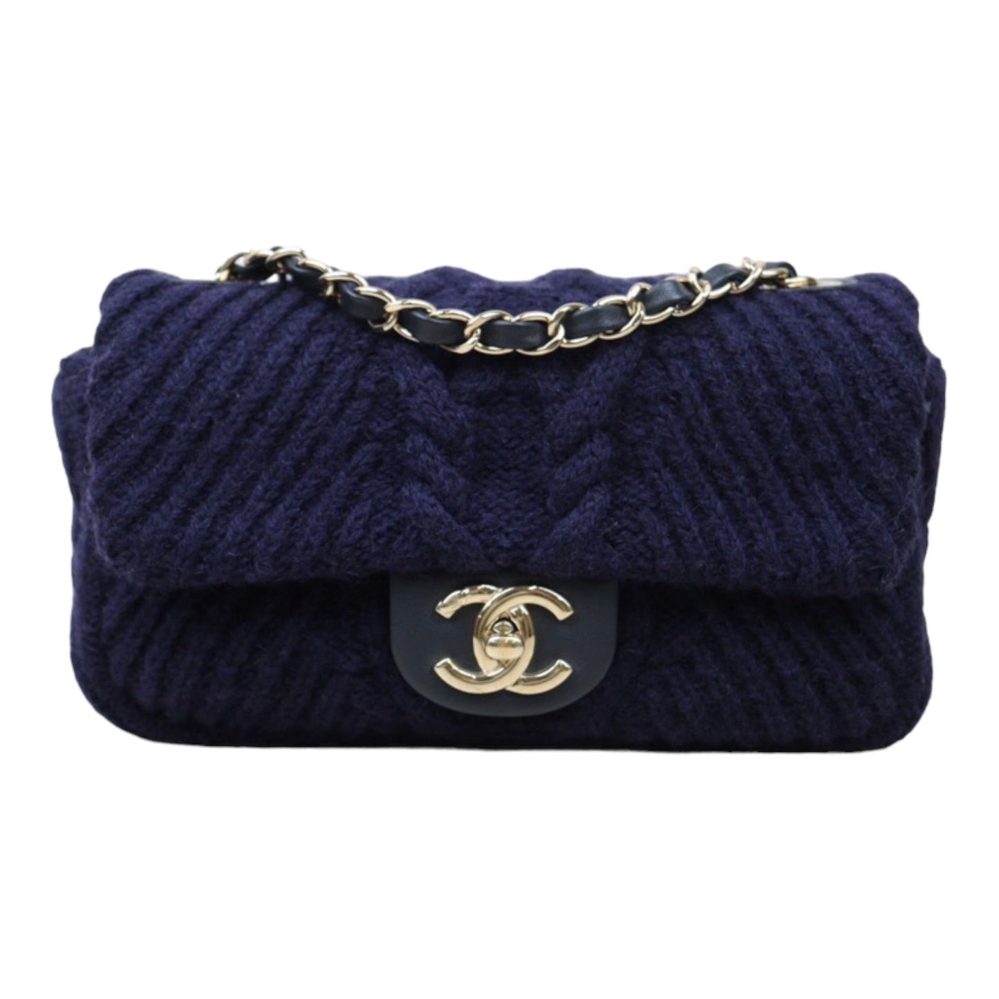 Third installment 3/3｜ Rank A ｜ CHANEL Wool Knitting Mini Flap 20 Shoulder Bag  Made In 2018-2019Year｜Y24051712