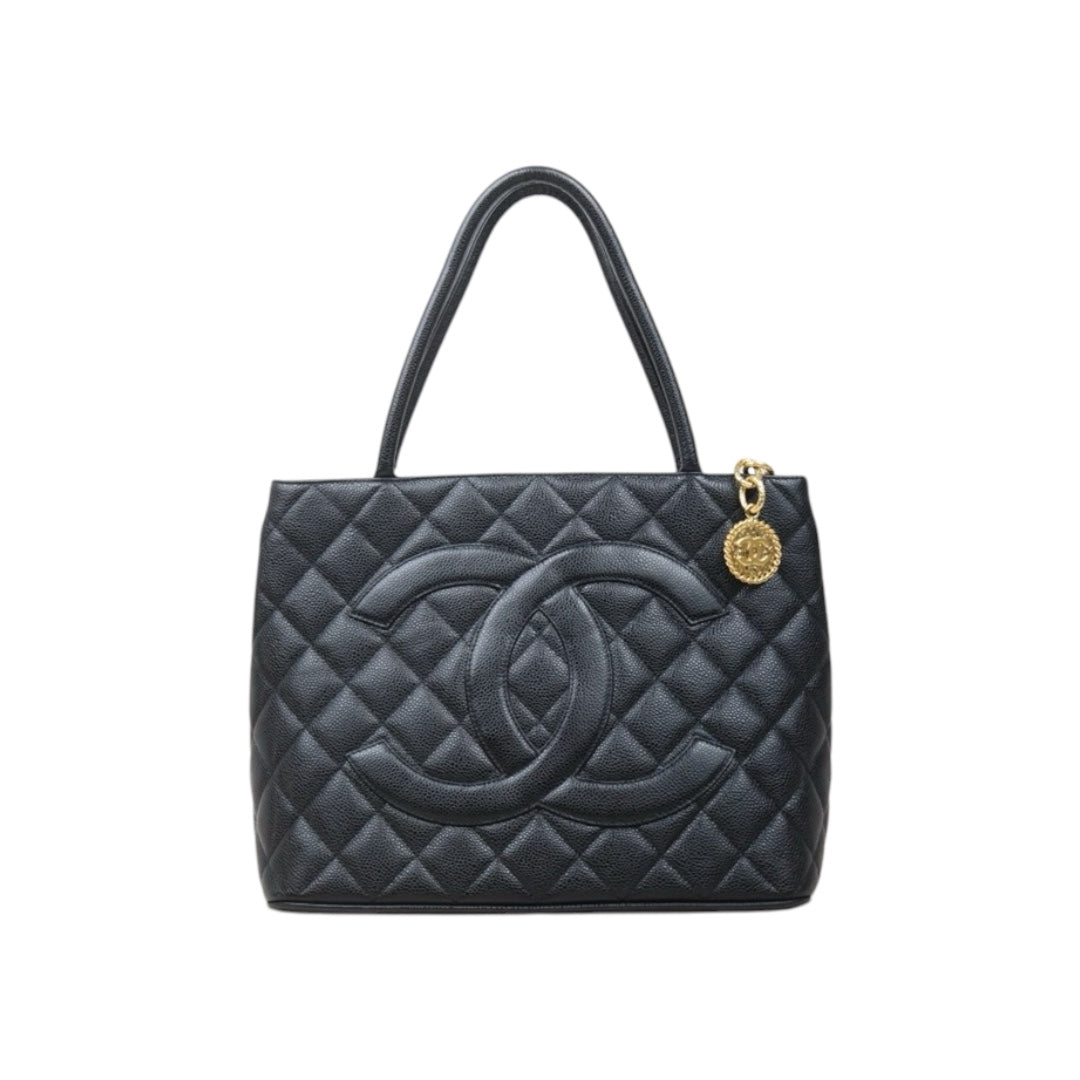 Very Good ( Rank A) ｜ CHANEL Caviar Skin Leather Calf Leather Tote Bag Black Made In 2000～2002 Year｜24122615