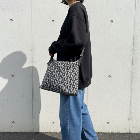 Include Entrupy Certificate of Authenticity｜Good ( Rank AB) ｜ Dior Trotter Canvas Shoulder Bag Blue｜26033001