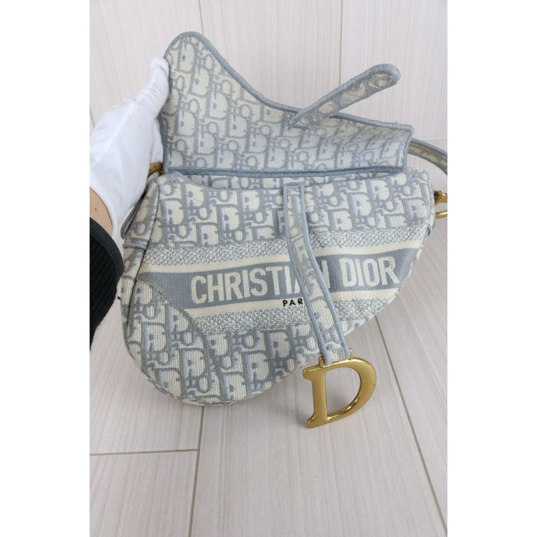 Good ( Rank AB)｜Dior Trotter Saddle Obique Gray Shoulder Bag Medium｜S25110301