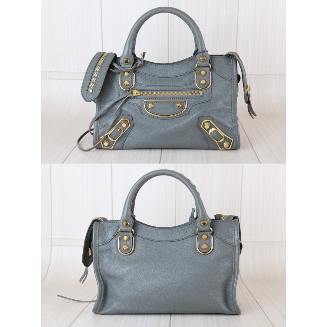 Very Good ( Rank A)｜Balenciaga Goatskin edge Mini Classic City Haze gray HandBag Shoulder Bag ｜X25112201