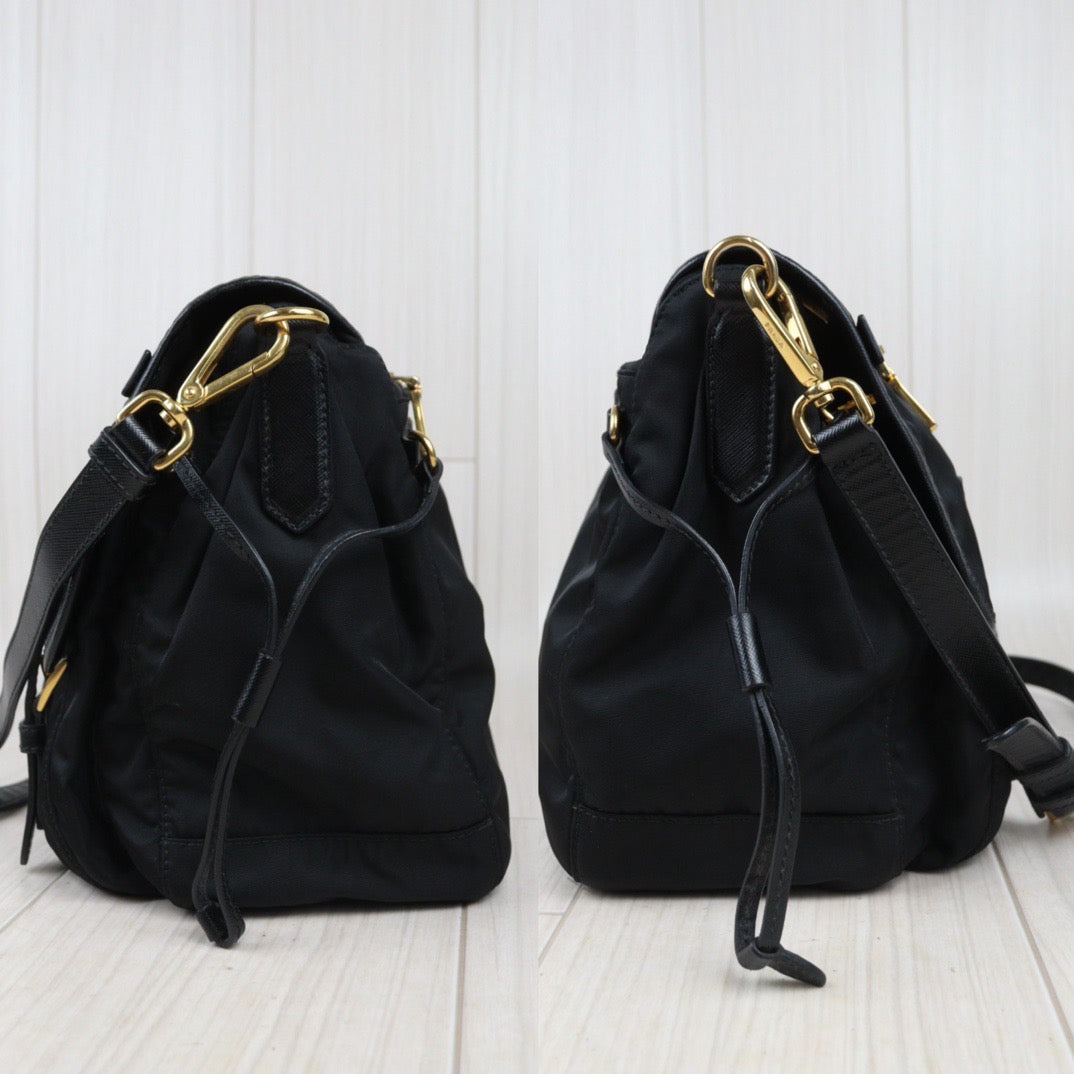 Rank AB｜Prada  Nylon Black Gold Hardware ShoulderBag｜S24071423