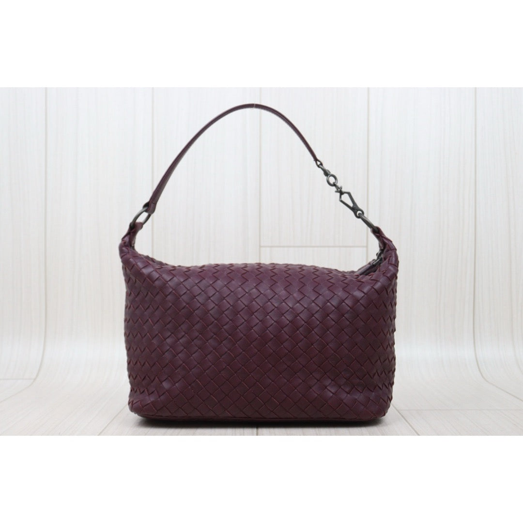 Very Good ( Rank A)｜ Bottega Veneta Lamb Skin  Braid Shoulder Bag Claret｜25062620