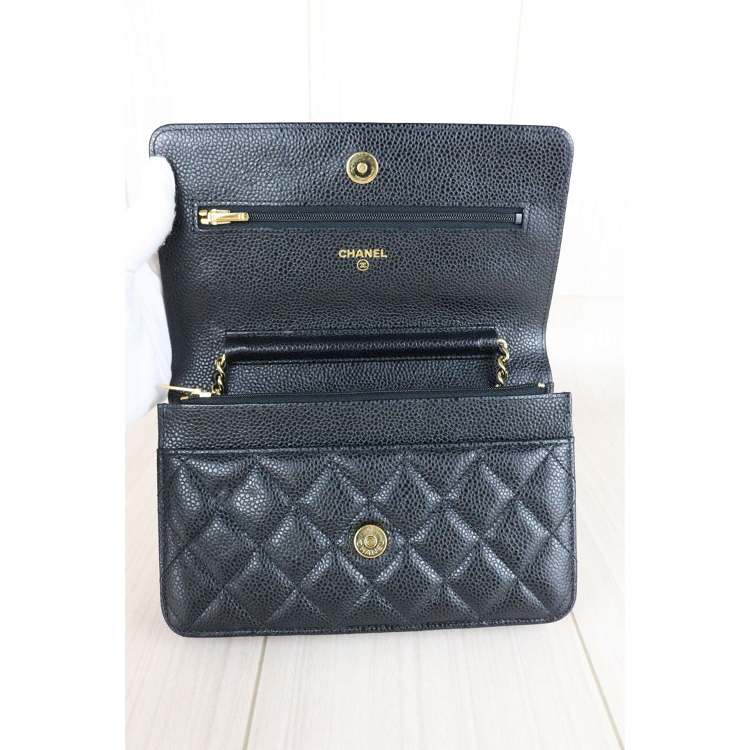 Very Good ( Rank A) ｜Full Set CHANEL Matrasse Chain Caviar Skin WOC19 Shoulder Bag Black Made In 2020Year ｜W25111203