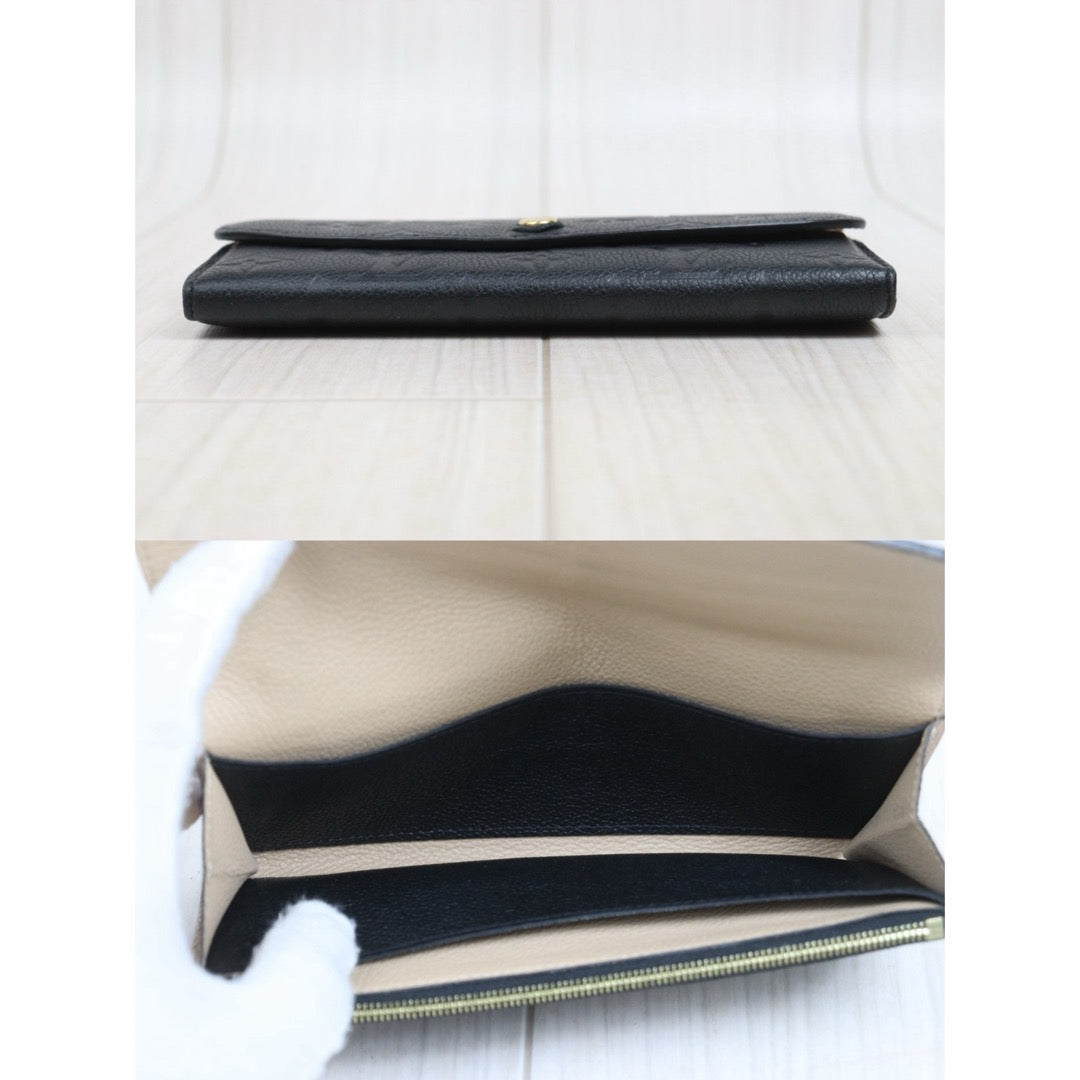 Include Entrupy Certificate of Authenticity｜Good ( Rank AB)｜ Louis Vuitton Monogram Empreinte Emilie Long Wallet Black｜26051402