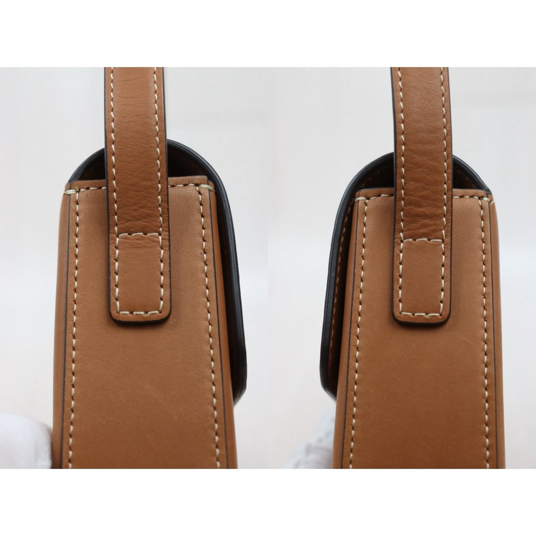 Very Good ( Rank A)｜CELINE Calf Leather Triomphe Brown Shoulder Bag Golden Hardware｜26011309