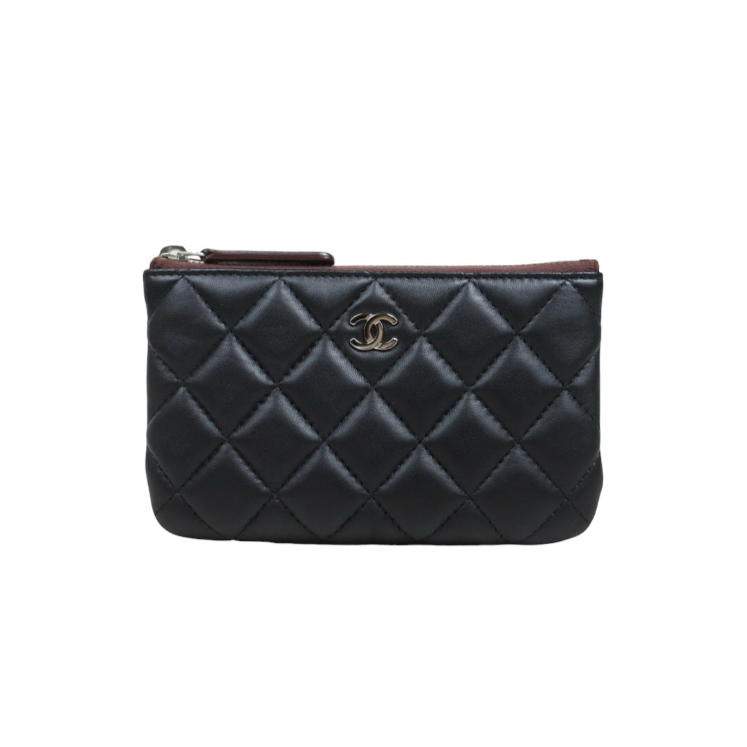 Very Good ( Rank A)｜ CHANEL Coco Mark Lambskin Classic Small Pouch  Black Made In 2014-2015Year｜25091209
