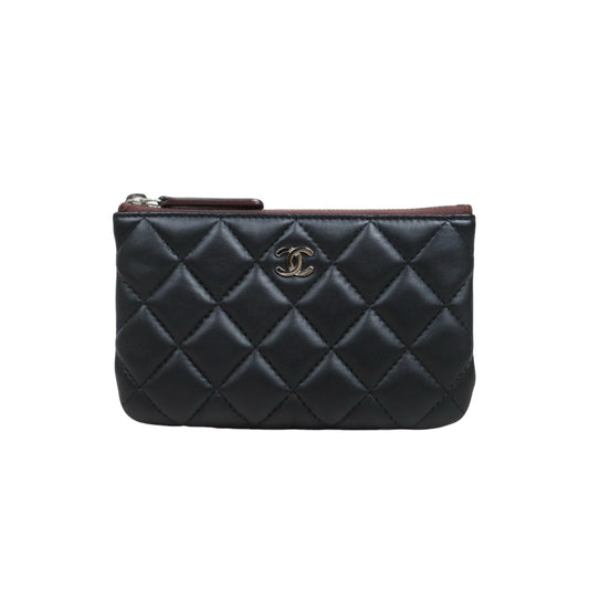Very Good ( Rank A)｜ CHANEL Coco Mark Lambskin Classic Small Pouch  Black Made In 2014-2015Year｜25091209