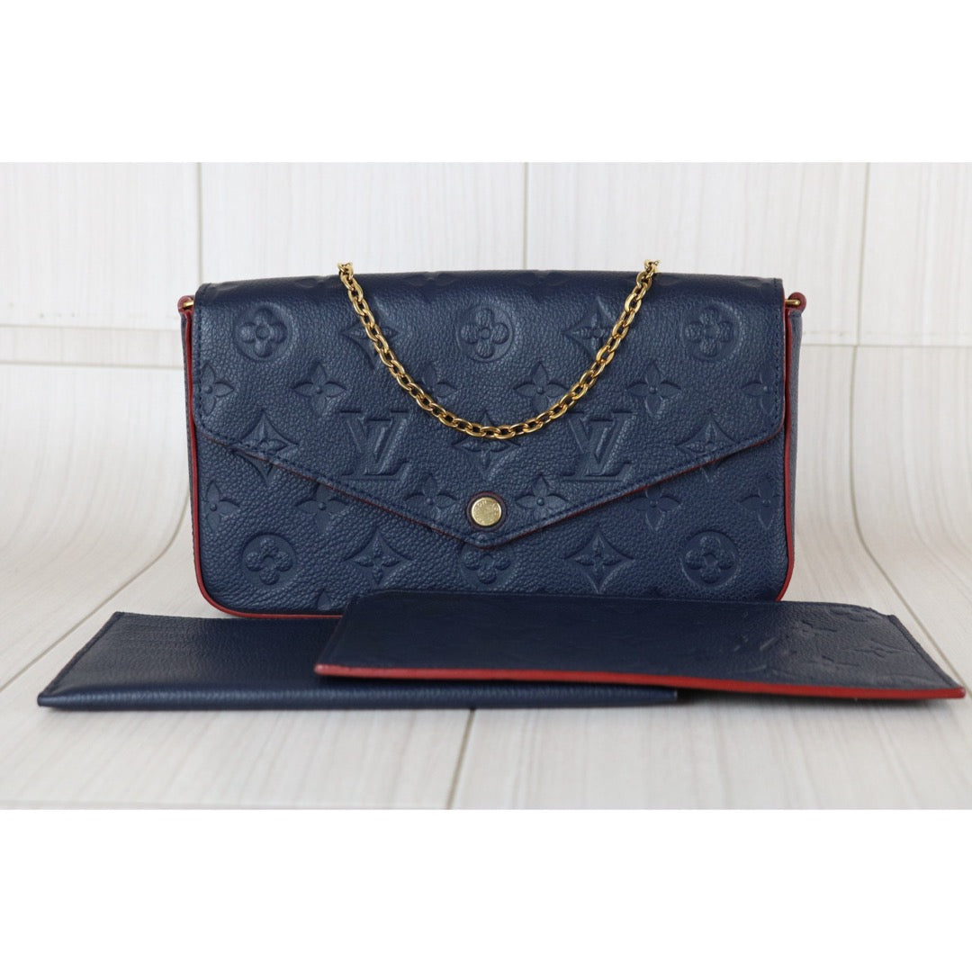 Very Good ( Rank A)｜LV Monogram Empreinte Pochette Felicie Shoulder Bag Blue｜S25112304