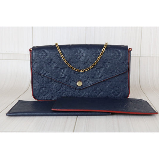 Very Good ( Rank A)｜LV Monogram Empreinte Pochette Felicie Shoulder Bag Blue｜S25112304