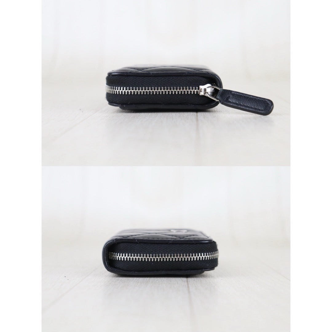 Include Entrupy Certificate of Authenticity｜Good ( Rank AB)｜CHANEL Lamb Skin Black Zip Coin Purse Made In 2020Year｜S26072506