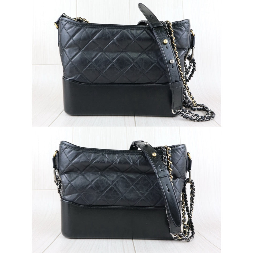Very Good ( Rank A) ｜CHANEL MM Gabrielle Aged Calfskin Shoulder Bag Black IC Chips Model｜S25102901