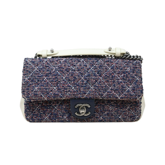 Very Good ( Rank A)｜ CHANEL Canvas Lamb Leather Weave Single Flap 25 Shoulder Bag｜P24122005