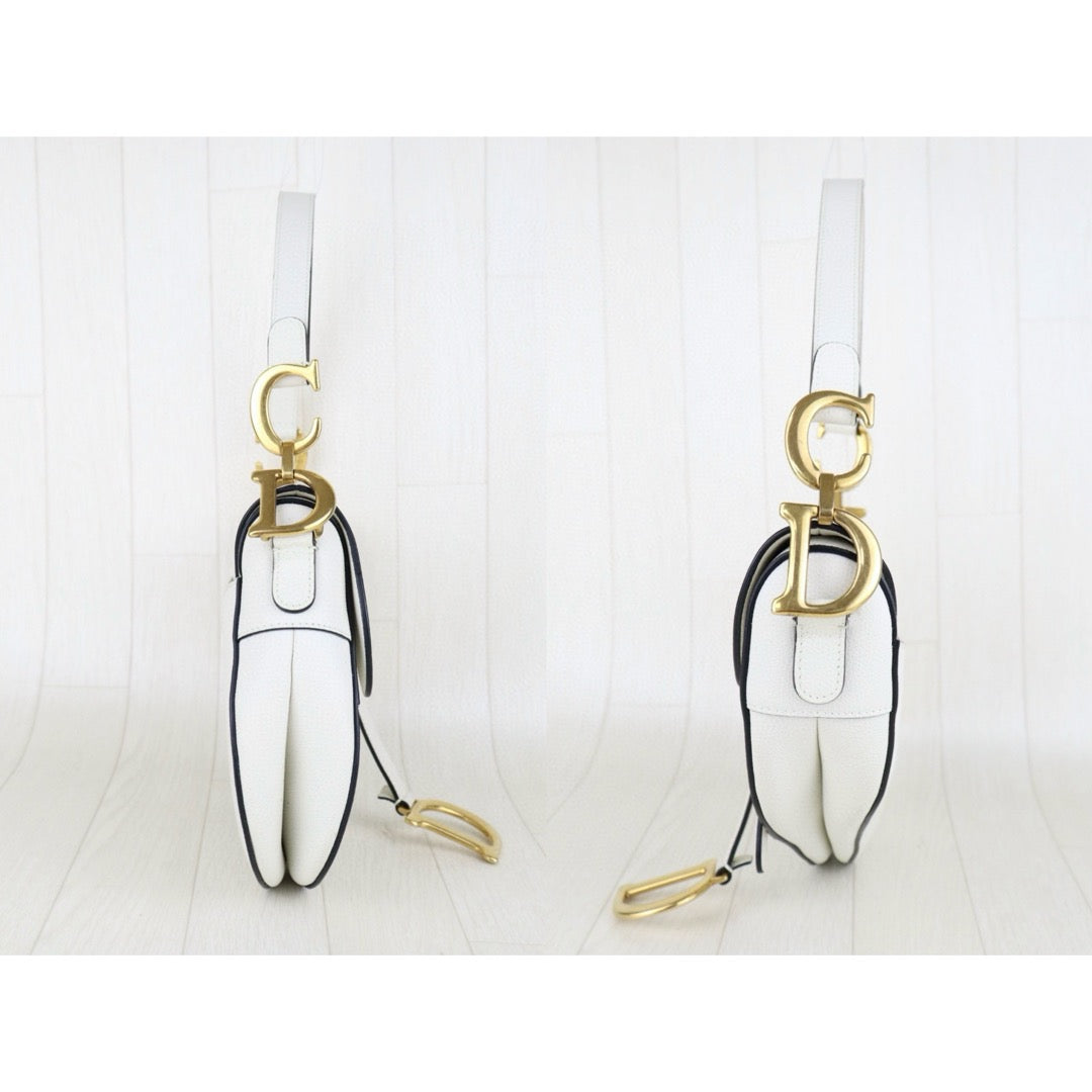 Good ( Rank AB)｜  Dior Calfskin Medium Saddle Bag White   ｜H25042219