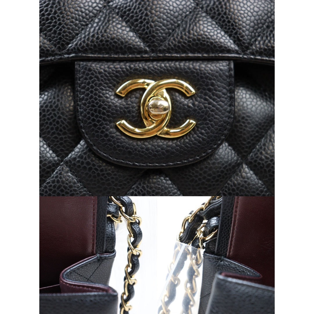 Good ( Rank AB)｜ CHANEL Caviar Skin Matrasse Double Flap 30 Shoulder Bag Black Made In 2019-2020Year  ｜P24061143